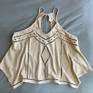 Sadie&Sage Cut Out Boho Top in Peach